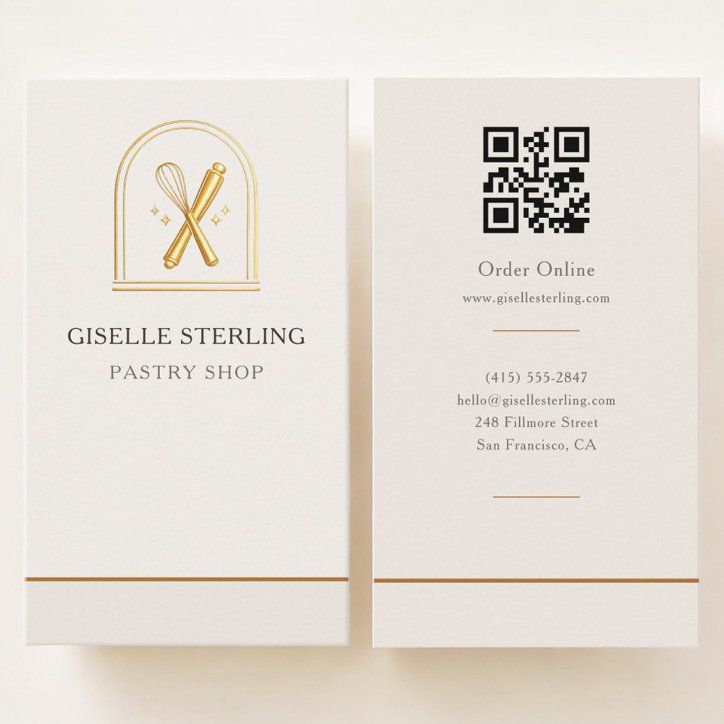 Bakery Pastry Shop QR Code Business Card