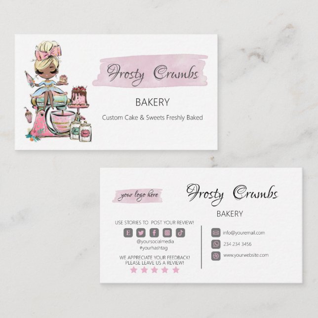 Bakery Pastry Sweets Cupcakes Dark Skin  Business Card (Front/Back)