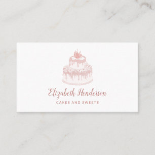 Bakery Pastry White Rose Gold Glitter Drips Cake Business Card