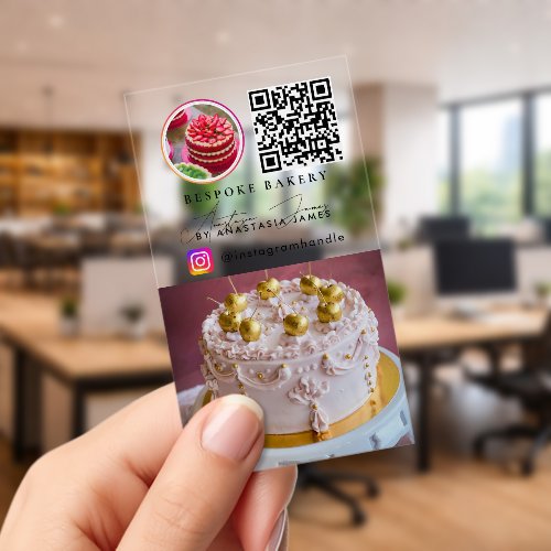 Bakery Photo Feed Grid Social Media QR Code Unique Clear Business Cards