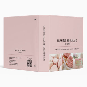 Bakery Photo QR Code Pink Business 3 Ring Binder