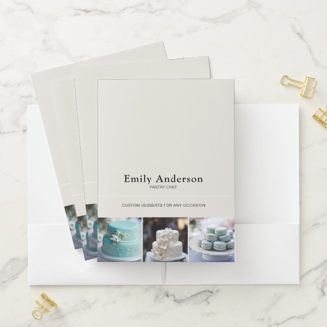 Bakery Photo QR Social Media Icons Business Pocket Folder (In Situ)