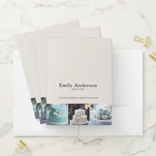 Bakery Photo QR Social Media Icons Business Pocket Folder | Zazzle