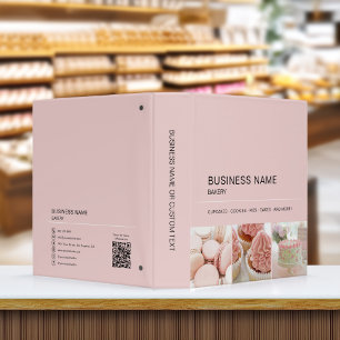 Bakery Photo QR Social Media Pink Business 3 Ring Binder