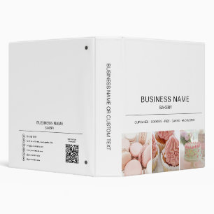 Bakery Photo QR Social Media White Business 3 Ring Binder