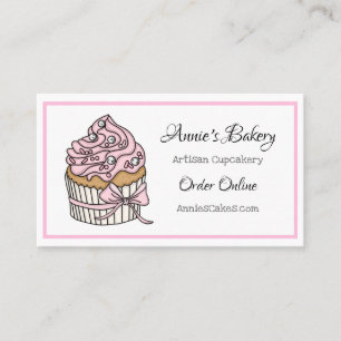 Bakery Pink and Silver Cupcake Business Card