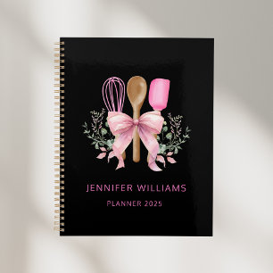 Bakery Pink Bow Utensils Modern Planner Notebook
