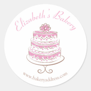 Bakery Pink Cake Packaging Marketing Sticker