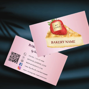 Bakery pink cake pastry QR code logo Business Card