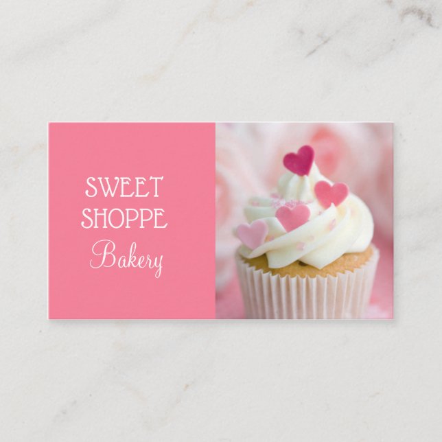 Bakery Pink Cupcake Business Cards (Front)