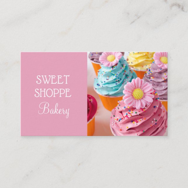 Bakery Pink cupcake Business Cards (Front)