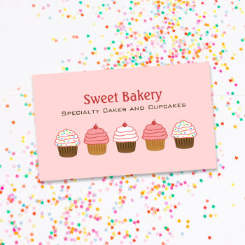 Bakery Pink Cupcake Elegant Business Card by whimsydesigns at Zazzle