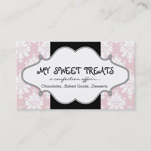 Bakery Pink Damask Business Card