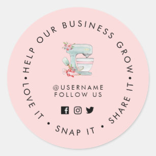 Bakery Pink Social media follow Classic Round Sticker