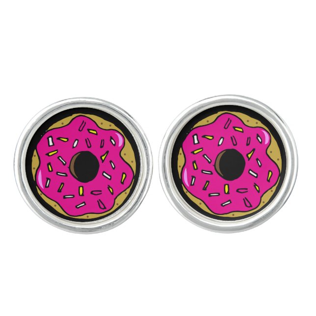 Bakery Pink Sprinkles Donut Cufflinks (Front)