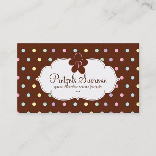 Bakery Polka Dots Chocolate Pink Floral Business Cards