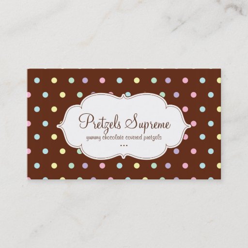 Customizable Bakery Polka Dots Chocolate Pink White Business Cards