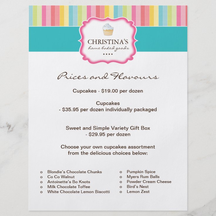 Bakery Price List Flyer Zazzle