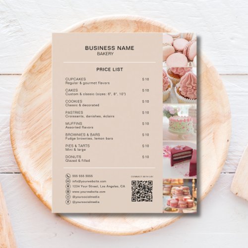 Bakery Price List Photo QR Mocha Brown Flyer