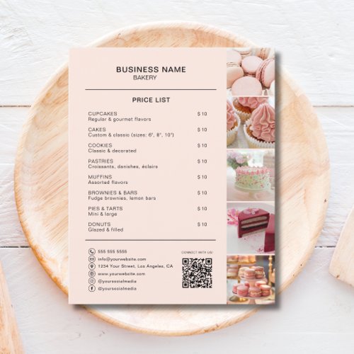 Bakery Price List Photo QR Peach Flyer