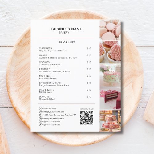 Bakery Price List Photo QR White Flyer