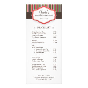 Bakery Price List Rack Card