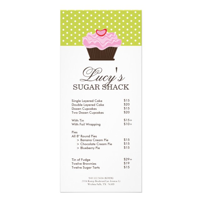Bakery Price List Rack Card (Front)