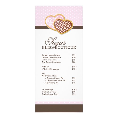 Bakery Price List Rack Card