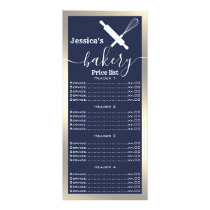 Bakery price list rack card