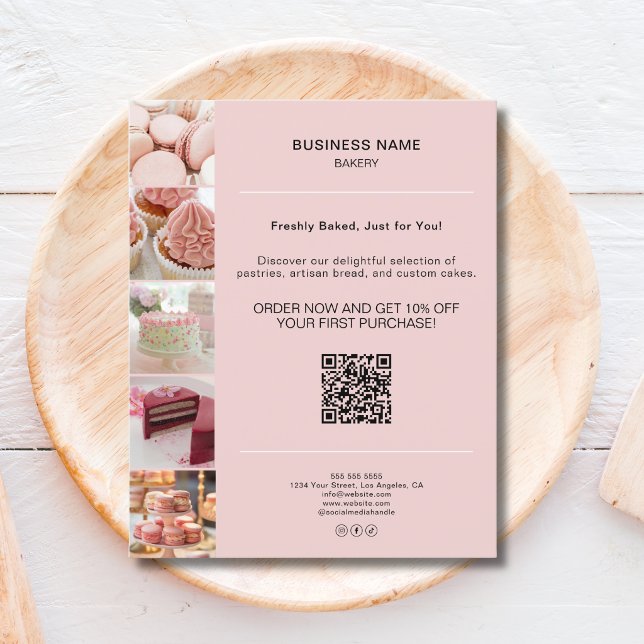 Bakery Promotion Photo QR Pink Flyer (Bakery Promotion Photo QR Pink Flyer)