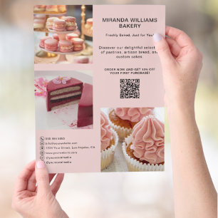 Bakery Promotion Photo Social Media QR Pink Flyer