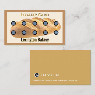 Bakery Punch Card | Pastry Loyalty Card Bread Gold