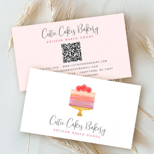 Bakery QR Code Cake Pink Purple Pastry Chef Modern Business Card