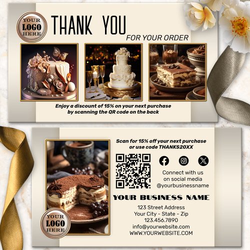 Bakery QR Code Photo Thank You For Your Order Business Card