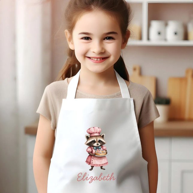 Bakery Raccoon Cute Personalized Kids' Apron (Creator Uploaded)