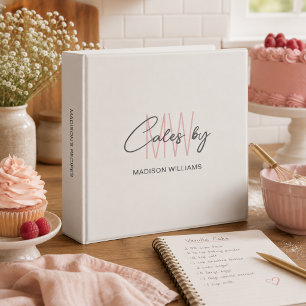 Bakery Recipe Custom Monogram Logo 3 Ring Binder