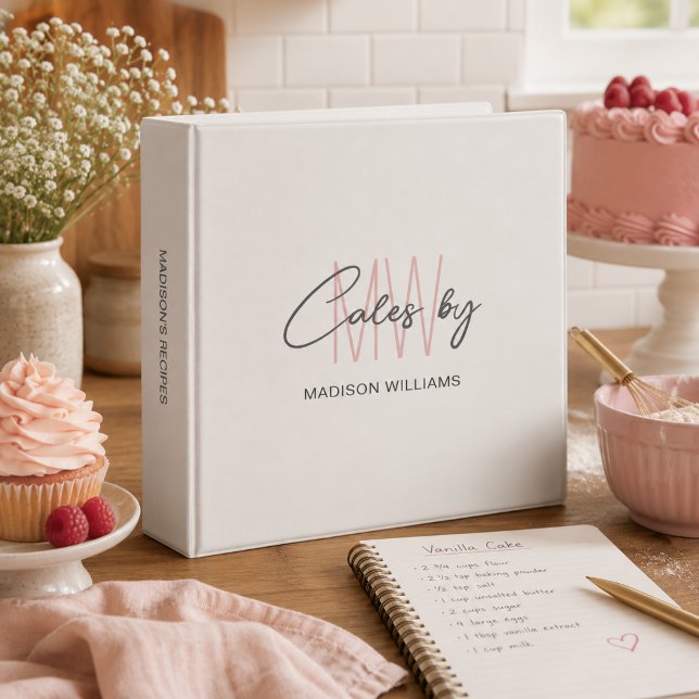 Bakery Recipe Custom Monogram Logo 3 Ring Binder (Bakery Recipe Custom Monogram Logo 3 Ring Binder)