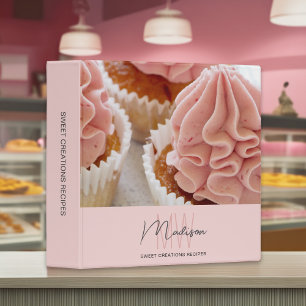 Bakery Recipe Custom Monogram Logo Photo 3 Ring Binder