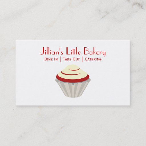Customizable Bakery Red Velvet Cupcake Business Card