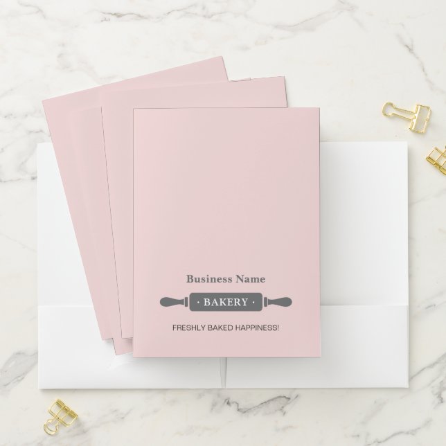 Bakery Rolling Pin Pink Business  Pocket Folder (In Situ)