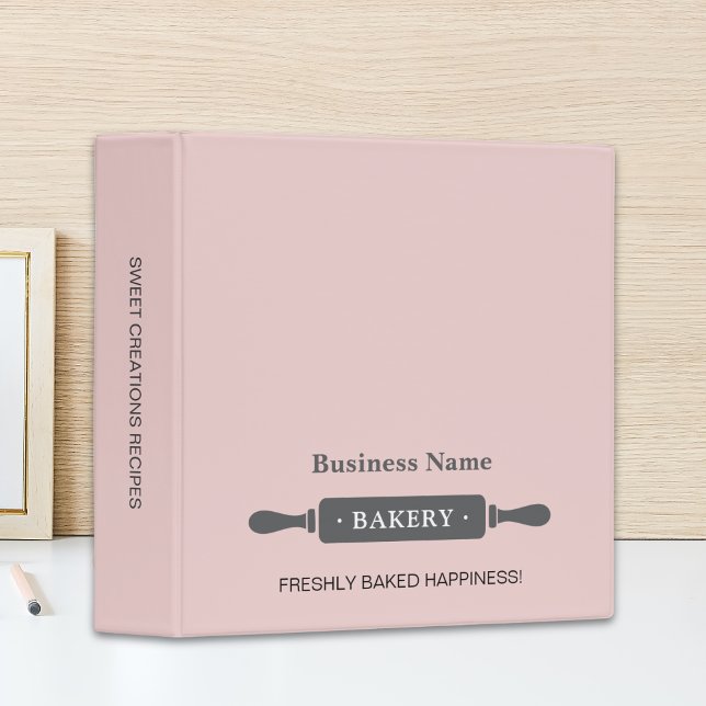 Bakery Rolling Pin Pink Recipe Book Business  3 Ring Binder (Bakery Rolling Pin Pink Recipe Book Business 3 Ring Binder)