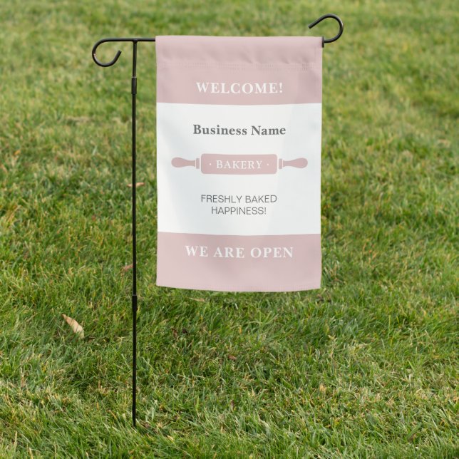 Bakery Rolling Pin White Pink Welcome Sign Flag (In SItu)