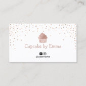Bakery Rose Gold Cupcake Modern Confetti Business Card (Front)