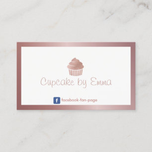 Bakery Rose Gold Cupcake Modern Framed Minimal Business Card