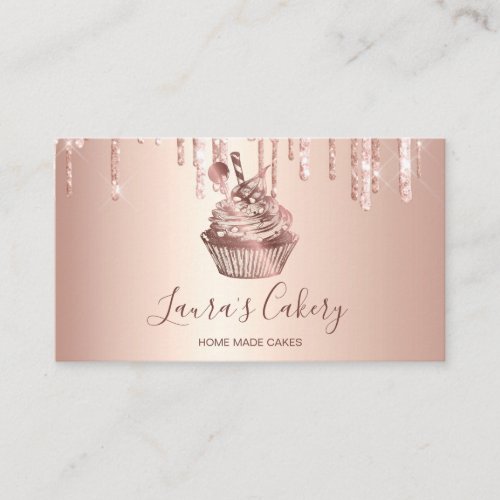 Bakery Rose Gold Drips Business Card