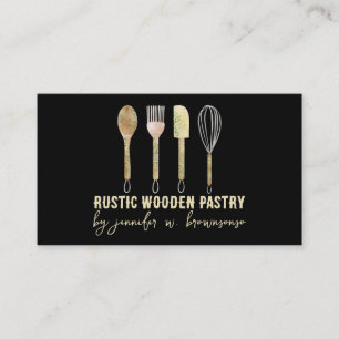Bakery Rustic cake decoration Black Business Card
