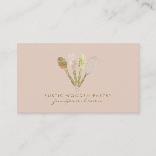 Bakery Rustic spoon rolling pin whisk Business Card