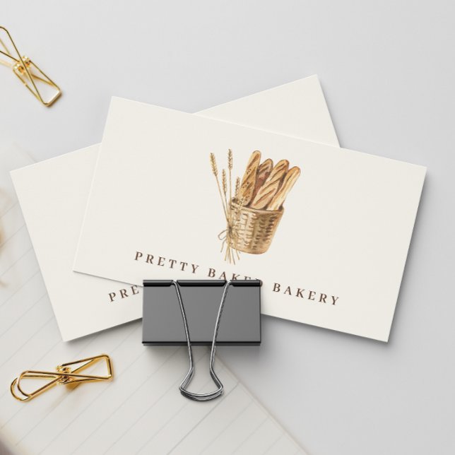 Bakery Rustic Watercolor Bread  Business Card (Creator Uploaded)