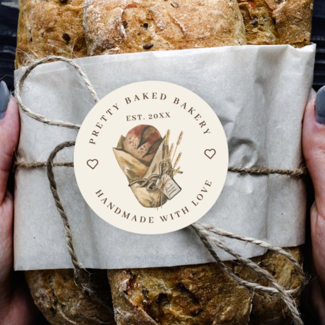 Bakery Rustic Watercolor Bread  Classic Round Sticker (Creator Uploaded)