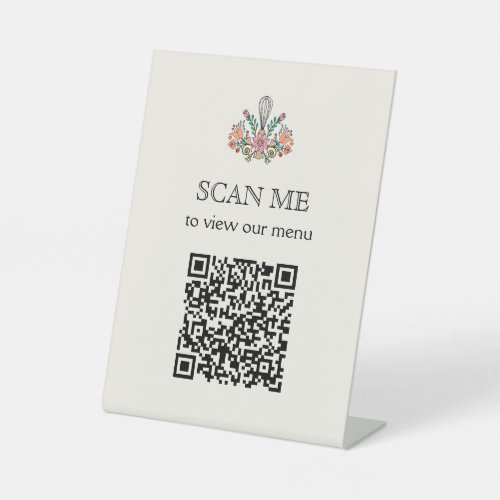 Bakery Scan Menu QR Code Pedestal Sign